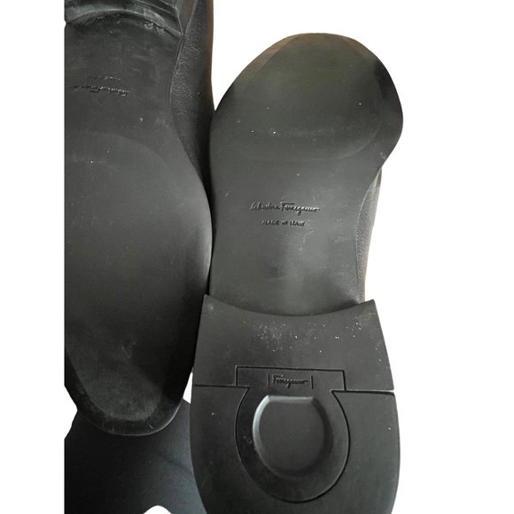 Salvatore Ferragamo black leather men classic slip ons shoes size 11.5 E - Picture 11 of 15